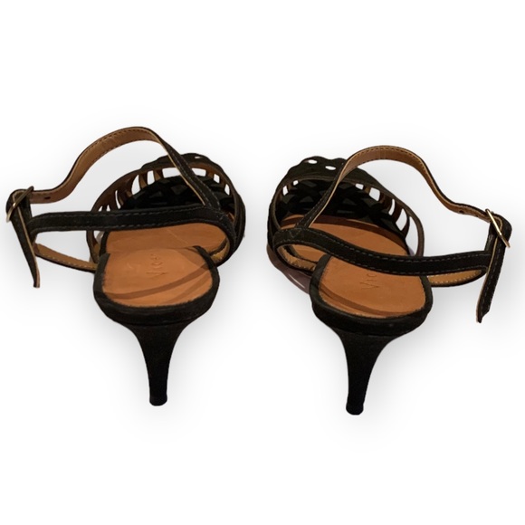 Vicenza Brazil Women’s Suede Strappy Peep Toe Shoes Black Size 5 - Picture 5 of 9